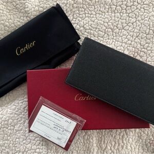 Cartier Black Leather Long Wallet